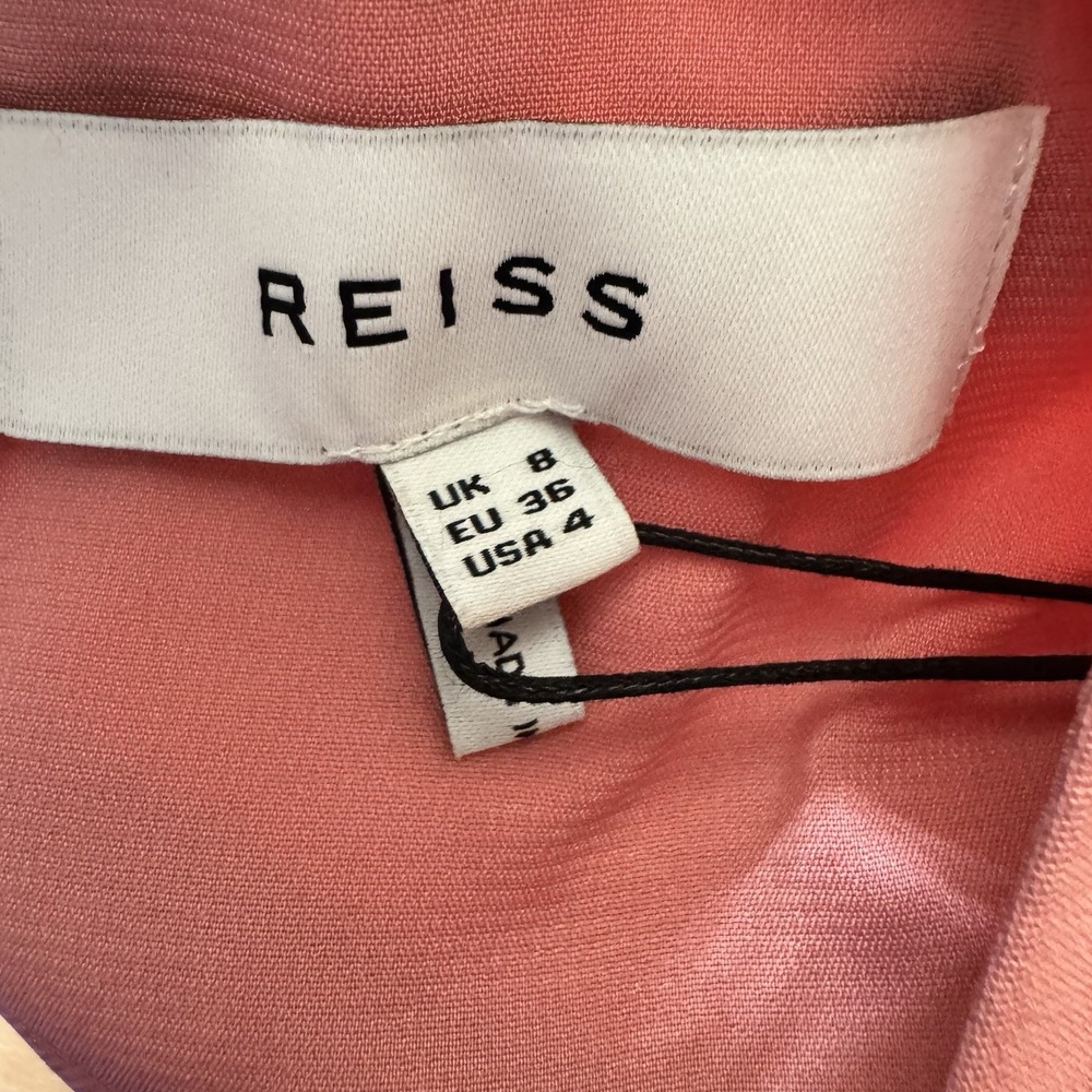 NEW $480 REISS Imogen Sleeveless Ruched Midi Dress in Pink Fitted Side Slit US 4 - Picture 6 of 14